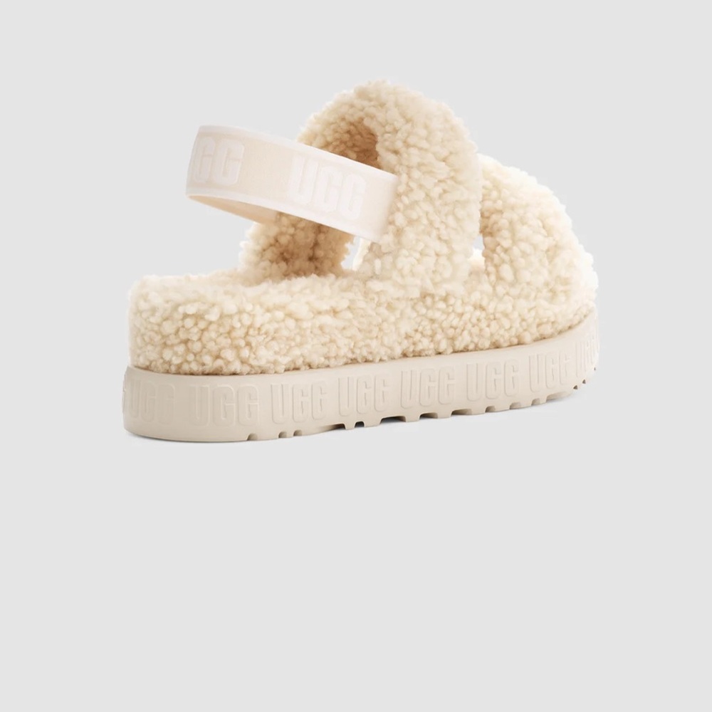 Ugg Oh Fluffita Cream Platform Back Strap Slide Shoes - Picture 3 of 15